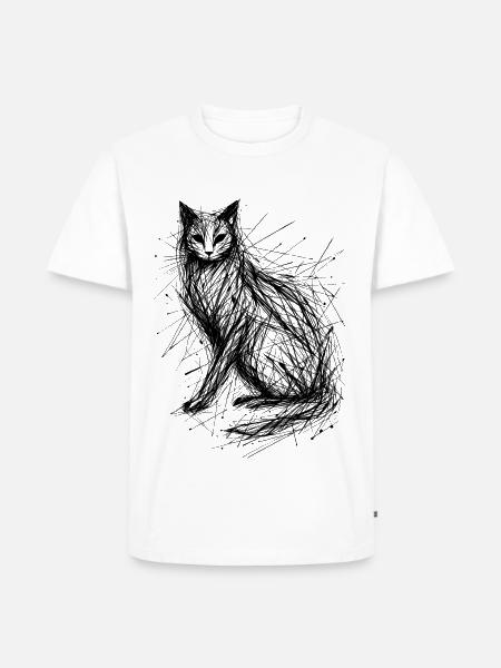 Cat Sketch Abstract - Men's Premium Organic T-Shirt - white