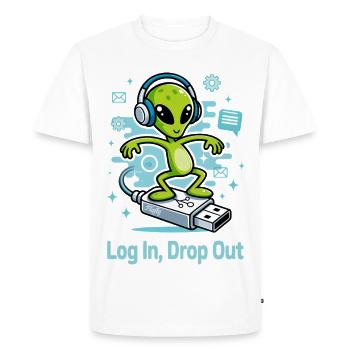👽 Alien sur l’USB Surf - T-shirt Premium bio Homme - blanc - Devant - Nico (187cm)