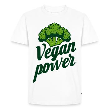 Vegan Power Broccoli - Men's Premium Organic T-Shirt - white - Front - Nico (187cm)