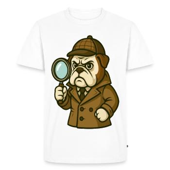 Detective Bulldog with Classic Sherlock Look - Men's Premium Organic T-Shirt - white - Front - Nico (187cm)