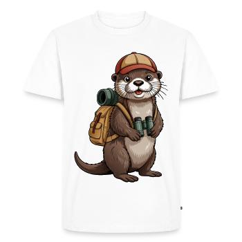 Otter in trekking look - Men's Premium Organic T-Shirt - white - Front - Nico (187cm)