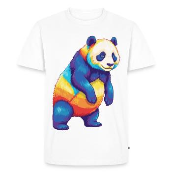 Aquarelle colorée panda arc-en-ciel Pop Art - T-shirt Premium bio Homme - blanc - Devant - Nico (187cm)