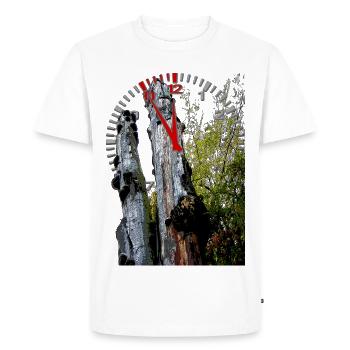 Horodatage sur le tronc d’arbre 5 à 12 - T-shirt Premium bio Homme - blanc - Devant - Nico (187cm)