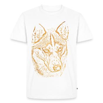 Golden Wolfhead Husky Silhouette - Men's Premium Organic T-Shirt - white - Front - Nico (187cm)