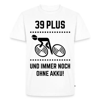 39 Plus – toujours sans batterie ! Vélo de route B - T-shirt Premium bio Homme - blanc - Devant - Nico (187cm)