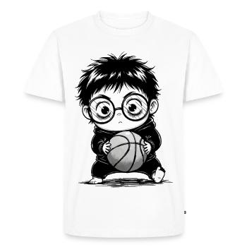 Enfant Basket Hoodie Sport Noir et Blanc - T-shirt Premium bio Homme - blanc - Devant - Nico (187cm)
