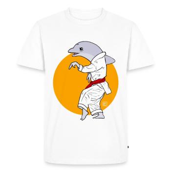 Dauphin karaté en kimono - T-shirt Premium bio Homme - blanc - Devant - Nico (187cm)