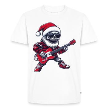 Squelette Père Noël Guitare - T-shirt Premium bio Homme - blanc - Devant - Nico (187cm)
