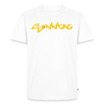 Le dimanche, disponible tous les jours de la semaine, nettsfetz.de - T-shirt Premium bio Homme - blanc - Devant - Nico (187cm)