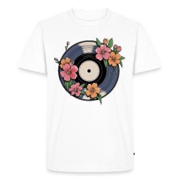Fleurs sur disque vinyle - Oeuvre vinyle rétro - T-shirt Premium bio Homme - blanc - Devant - Nico (187cm)