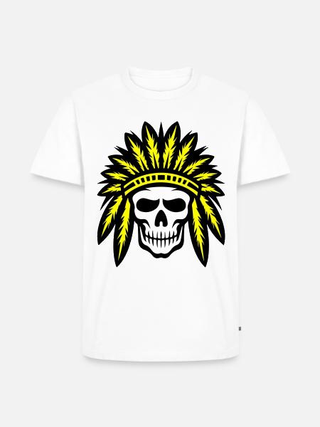 Apache Indian Chief Skull - Men's Premium Organic T-Shirt - white