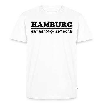 Coordonne Hambourg 1c Longitude Latitude - T-shirt Premium bio Homme - blanc - Devant - Nico (187cm)