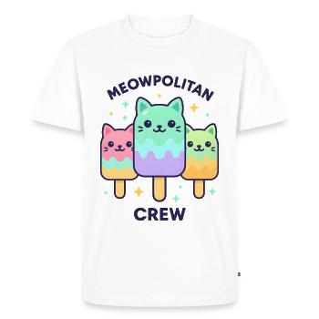 Meowpolitan Crew - Kawaii Icy Cat Trio - Men's Premium Organic T-Shirt - white - Front - Nico (187cm)