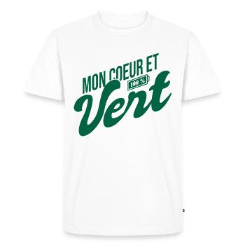 Verts 100 % vert stéphanois football st étienne - T-shirt Premium bio Homme - blanc - Devant - Nico (187cm)