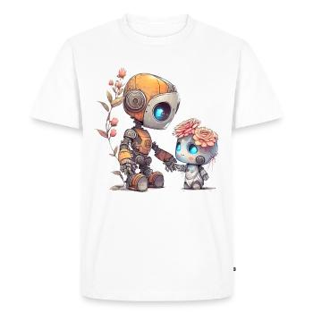Cute robot with child - Men's Premium Organic T-Shirt - white - Front - Nico (187cm)