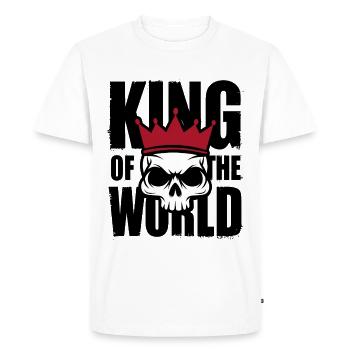 Crâne et os croisés avec couronne Roi du Monde - T-shirt Premium bio Homme - blanc - Devant - Nico (187cm)