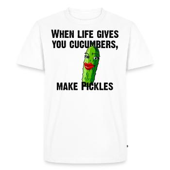 Quand la vie vous donne des concombres faites des cornichons - T-shirt Premium bio Homme - blanc - Devant - Nico (187cm)
