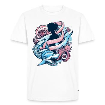 Mermaid Shark Mignon Kawaii - T-shirt Premium bio Homme - blanc - Devant - Nico (187cm)