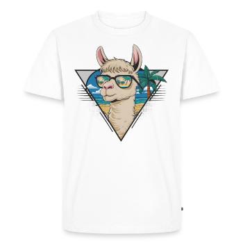 Lama d'été avec des lunettes de soleil cadeau - T-shirt Premium bio Homme - blanc - Devant - Nico (187cm)