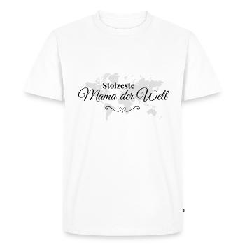 Maman la plus fière du monde - T-shirt Premium bio Homme - blanc - Devant - Nico (187cm)