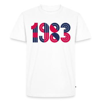 Millésime 1983 - T-shirt Premium bio Homme - blanc - Devant - Nico (187cm)