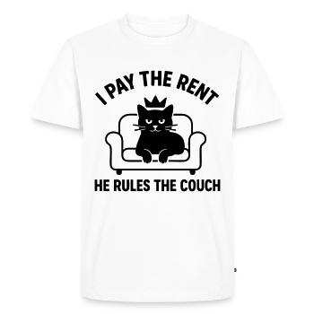 Funny Cat Lord of the Sofa - Men's Premium Organic T-Shirt - white - Front - Nico (187cm)