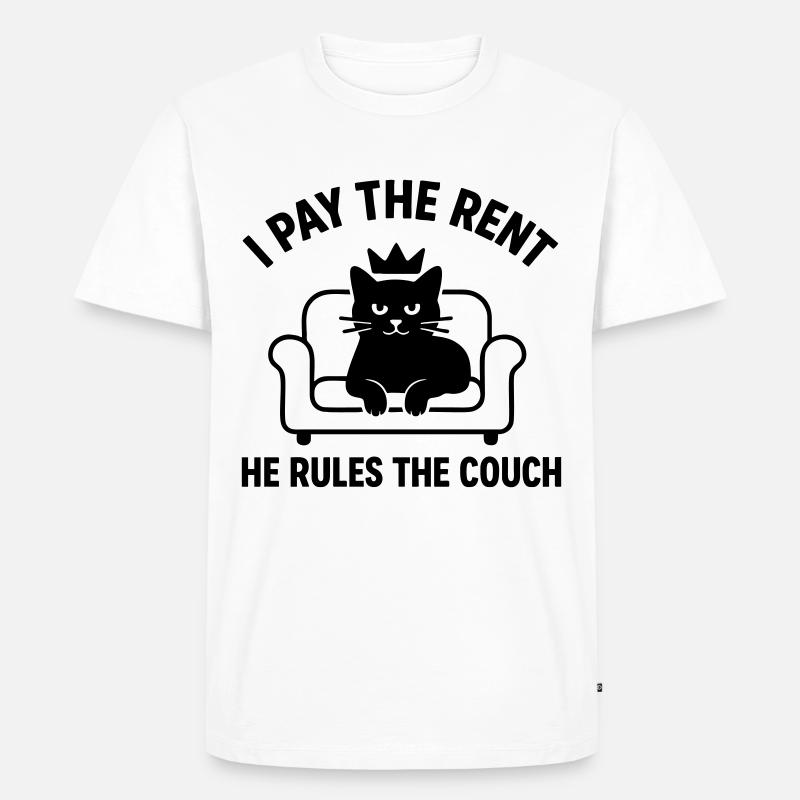 Lustige Katze Herr des Sofas - Männer Premium Bio T-Shirt - Weiß