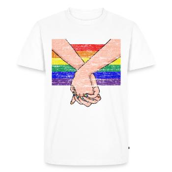 LGBTQ hands hold vintage - Men's Premium Organic T-Shirt - white - Front - Nico (187cm)