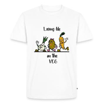 Vivre la vie sur le végétalien végétarien végétarien - T-shirt Premium bio Homme - blanc - Devant - Nico (187cm)