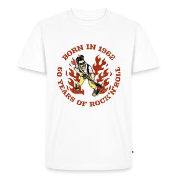 Rock'nRoll Flames 60 Birthday Gift - Men's Premium Organic T-Shirt - white - Front - Nico (187cm)