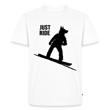 Snowboarder « Freestyle-Snowboard-Dog » Softboot - T-shirt Premium bio Homme - blanc - Devant - Nico (187cm)