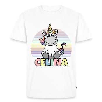 Nom de licorne Celina - T-shirt Premium bio Homme - blanc - Devant - Nico (187cm)