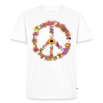 Symbole de la paix avec hippie floral - T-shirt Premium bio Homme - blanc - Devant - Nico (187cm)