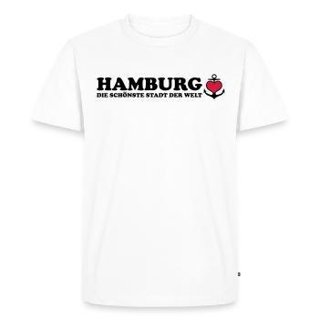 Hambourg La plus belle ville du monde 2c / ancre - T-shirt Premium bio Homme - blanc - Devant - Nico (187cm)