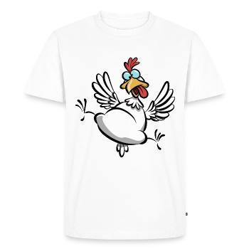 Crazy Chicken, Chicken Fan, Funny Chicken Cartoon - Men's Premium Organic T-Shirt - white - Front - Nico (187cm)