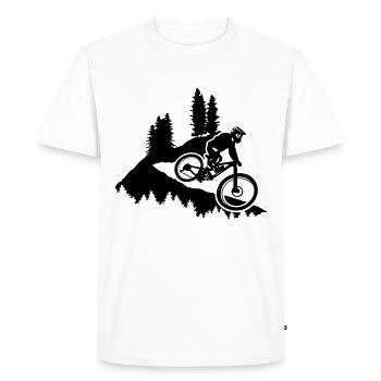 Vélo de descente, VTT, cyclisme - T-shirt Premium bio Homme - blanc - Devant - Nico (187cm)