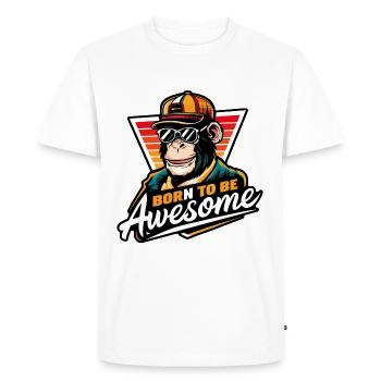 Chimpanzé cool né pour être génial - T-shirt Premium bio Homme - blanc - Devant - Nico (187cm)
