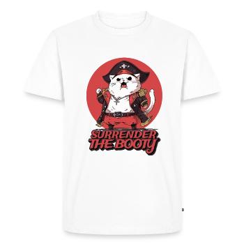 Pirate Cat Give Me the Treasures - Men's Premium Organic T-Shirt - white - Front - Nico (187cm)