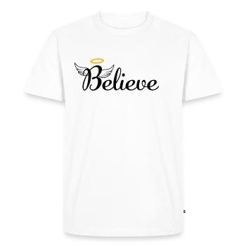 I believe in angels - Men's Premium Organic T-Shirt - white - Front - Nico (187cm)