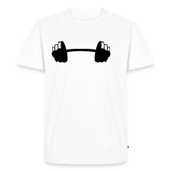 haltere musculation poids bodybuilding 202 - T-shirt Premium bio Homme - blanc - Devant - Nico (187cm)