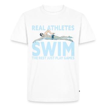 De vrais athlètes nagent drôle natation Swimer - T-shirt Premium bio Homme - blanc - Devant - Nico (187cm)
