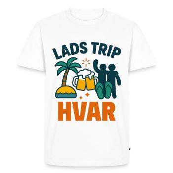 Lads Trip Hvar Party Shirt - Men's Premium Organic T-Shirt - white - Front - Nico (187cm)