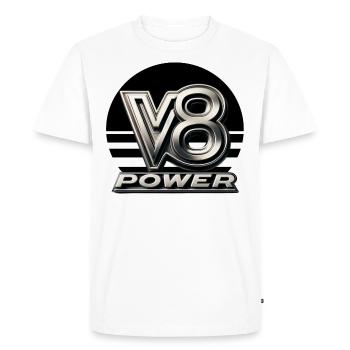 Puissance du V8 - T-shirt Premium bio Homme - blanc - Devant - Nico (187cm)