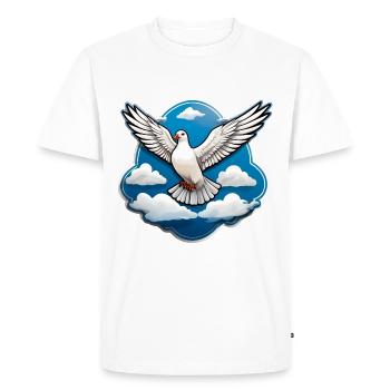 Colombe blanche de la paix avec des nuages bleus - T-shirt Premium bio Homme - blanc - Devant - Nico (187cm)