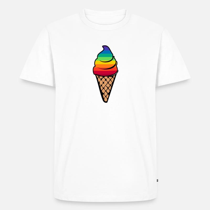 Regenbogen Eis Geschenk - Männer Premium Bio T-Shirt - Weiß