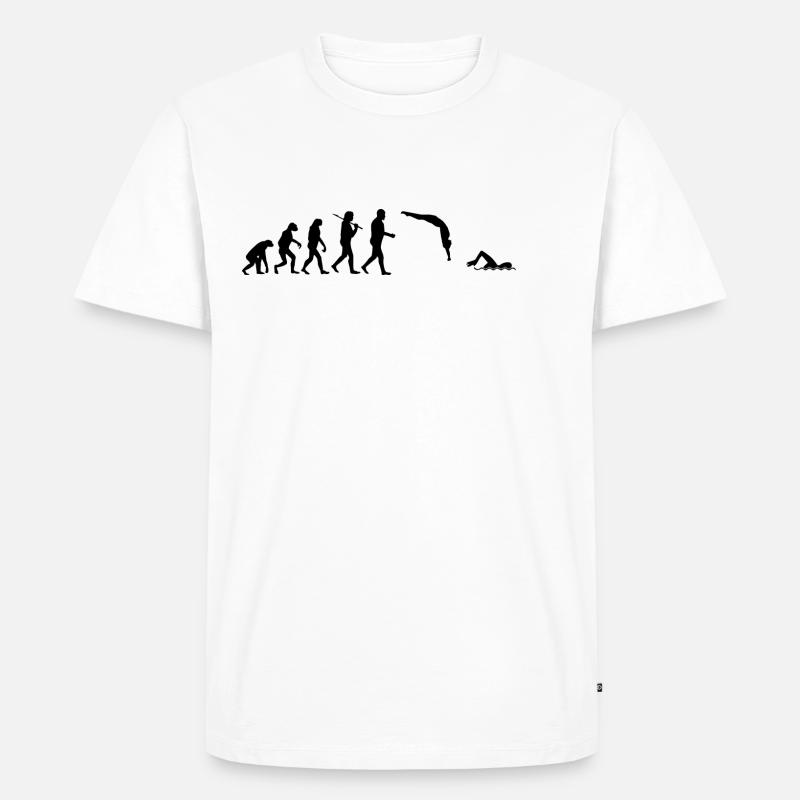 Schwimmer Shirt · Darwins Evolution · Geschenk - Männer Premium Bio T-Shirt - Weiß