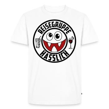 Reisegruppe Hässlich | Farben änderbar - Männer Premium Bio T-Shirt - Weiß - Vorne - Nico (187cm)