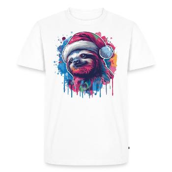 Sloth celebrates Christmas - Men's Premium Organic T-Shirt - white - Front - Nico (187cm)