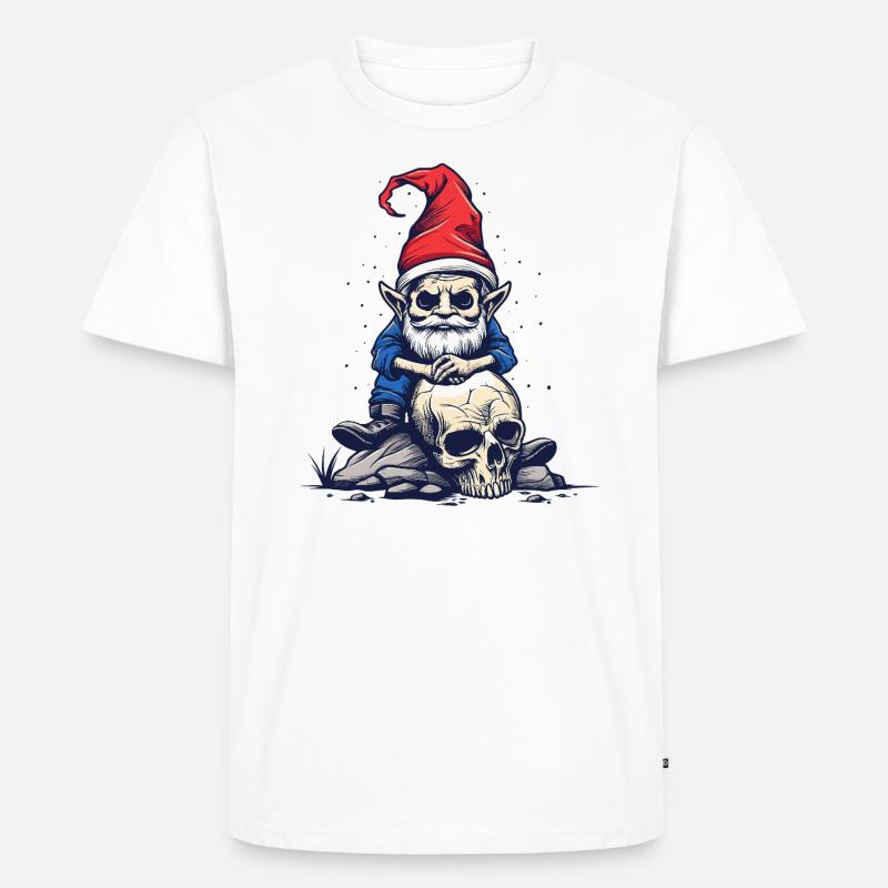 Zombie Gartenzwerg - Männer Premium Bio T-Shirt - Weiß