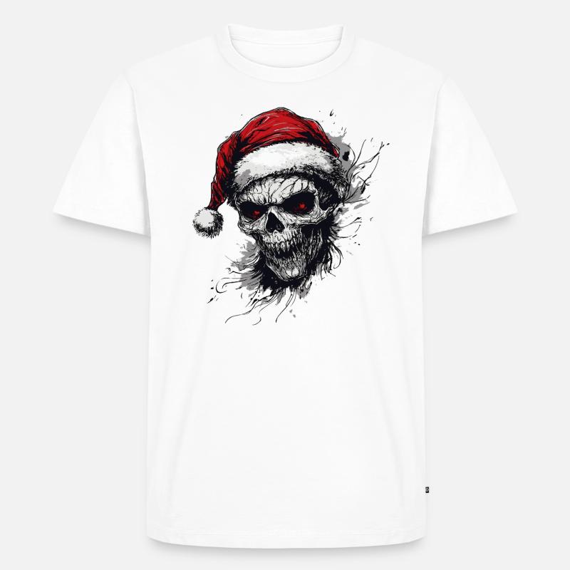 Teschio con cappello da Babbo Natale - Maglietta ecologica premium da uomo - bianco
